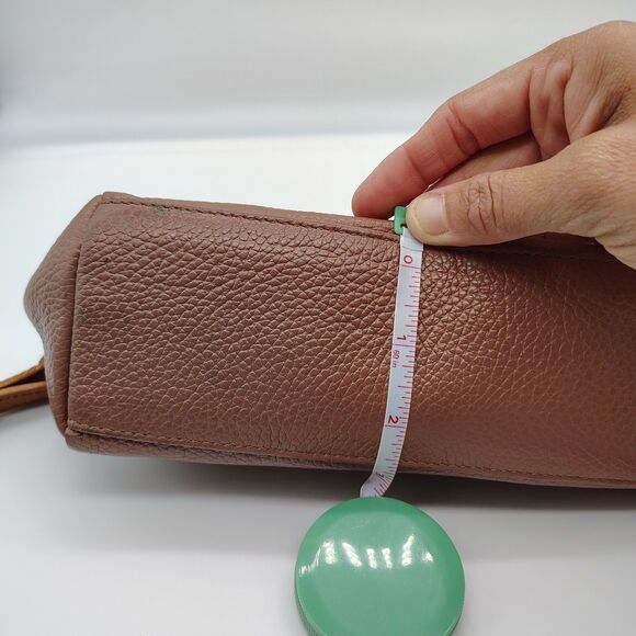 Valentina Taupe Tan Pebbled Leather Shoulder Bag Crossbody Purse Neutral Italy - Picture 14 of 16